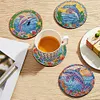6Pcs/set Diamond Painting Stained Glass Art Bird Coaster Cup Cushion with Rack Cup Pad Decor