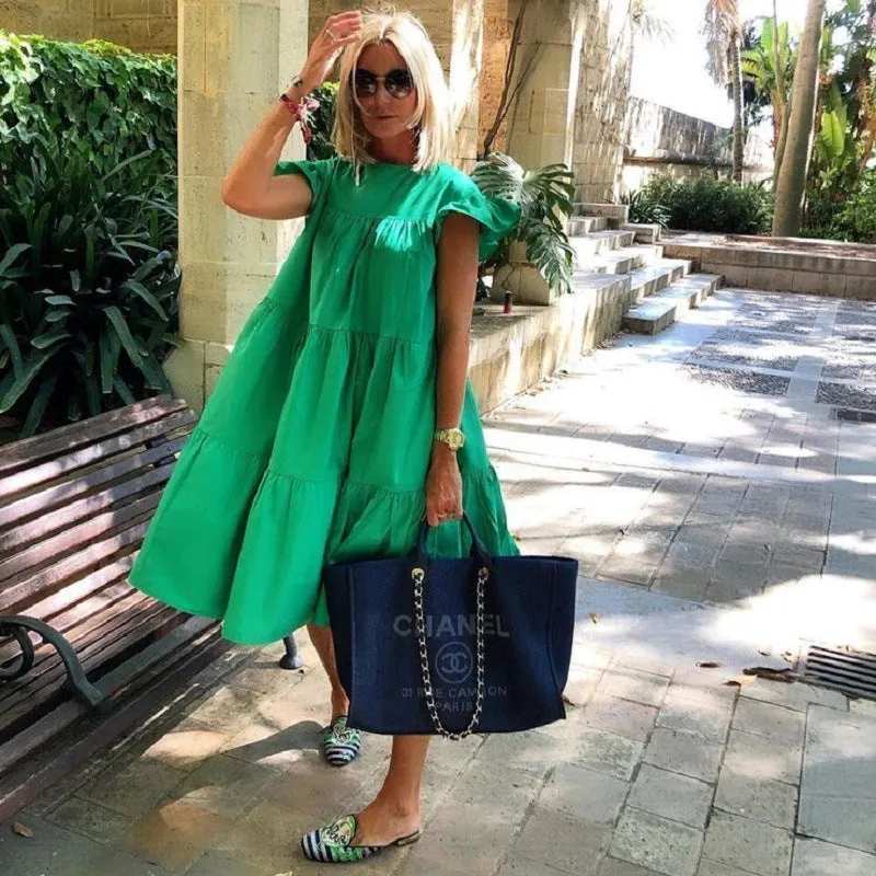 Brownm Casual Slouchy Sweet Vacation Dress Dresses
