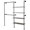[US Local Warehouse] 14.6x76x82.7Inch Industrial Pipe Clothing Rack with Hanging Rods Heavy Duty Clothes Organizer Large Capacity Display Hanging Garment Rod Wooden Clothes Storage Shelves for Walk In Closet