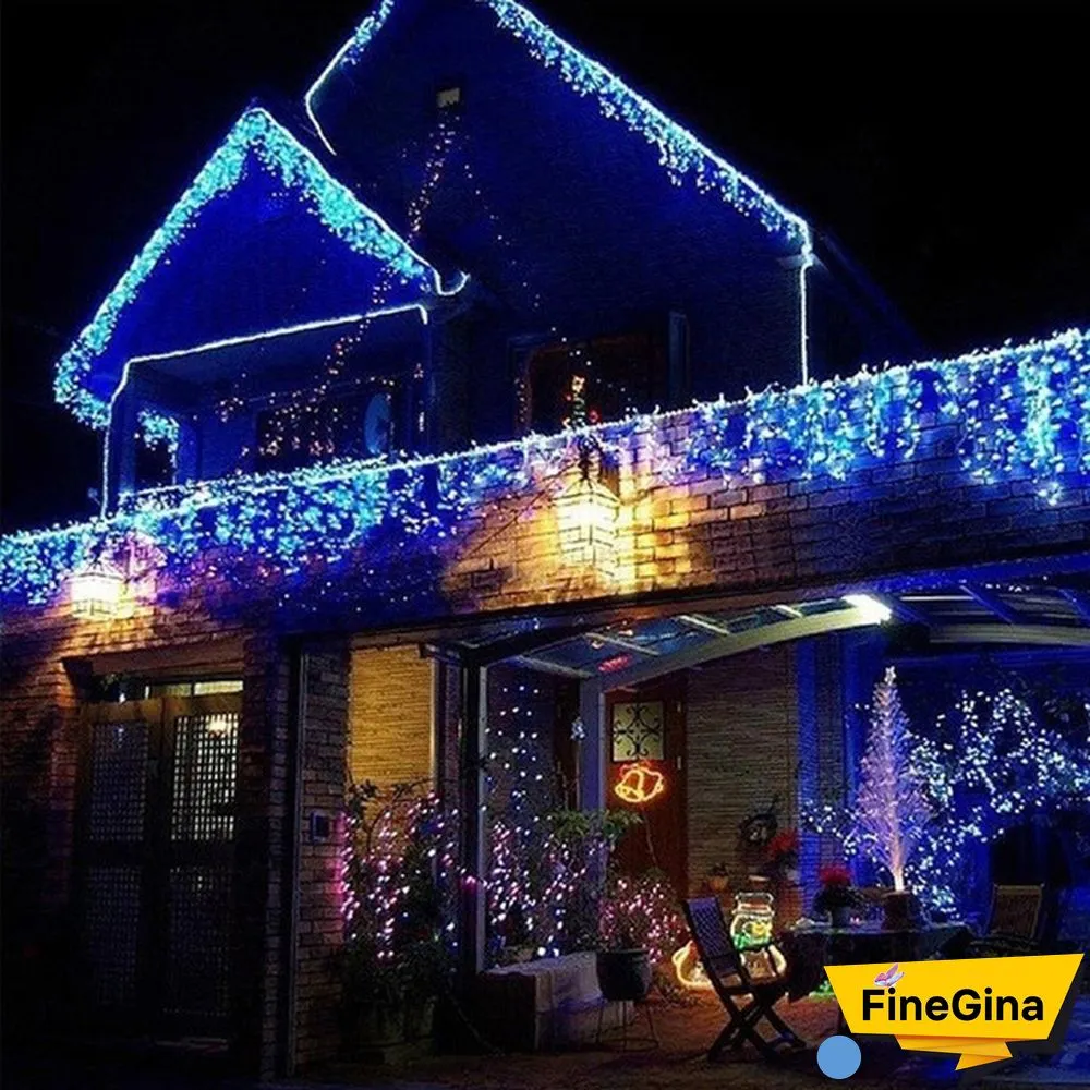 Christmas Garland 400LED Curtain Icicle String Lights Wedding Mariage Decoration Xmas Navidad Garland LED Light Strip Garden Street Mall Eaves Outdoor Decorative Fairy Light 2 Style