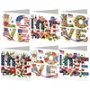 6pcs Diamond Painting Love Independence Day Greeting Card with Envelope for Family Friends Holiday Gift Congratulations