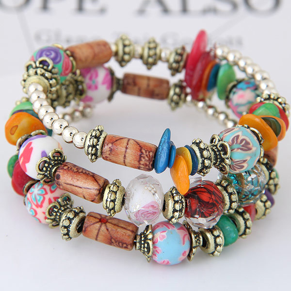 Comstylish Bohemian Shell Clay Bracelet
