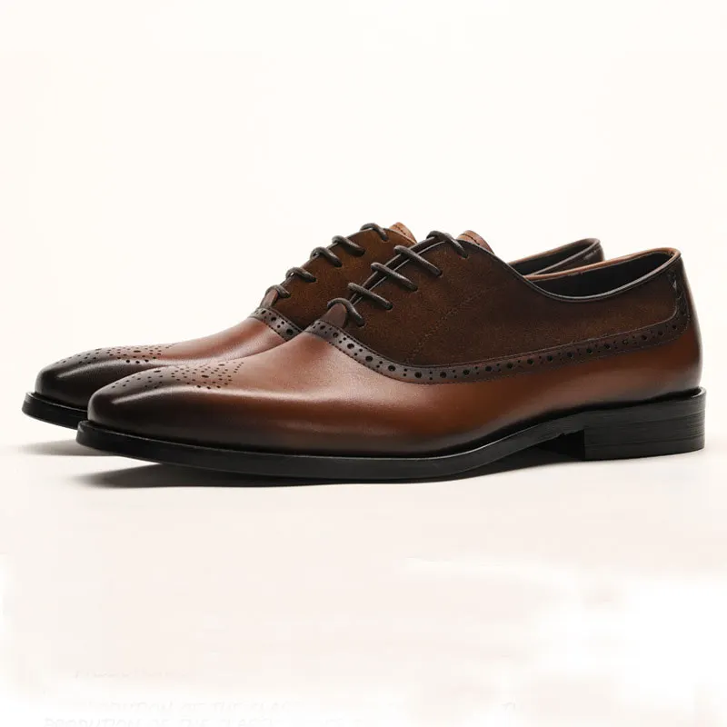 Grimentin best men dress shoes Smart Suede Leather Brown Size 7