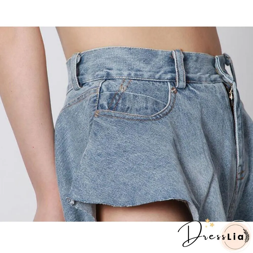 New Fashion Summer Autumn Sexy Lace-up Mid Waist Pockets Zipper Loose Mini Denim Shorts Women Plus SizexXXL