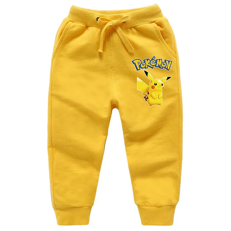 Children Pokemon Pikachu Pants Ankle-Tied Trousers Pikachu Casual Sports Loose