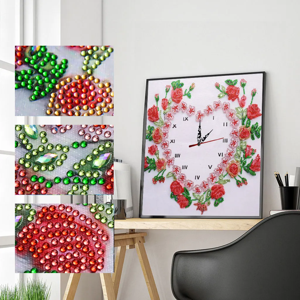 DIY Rhinestone Rose Clock Part Special Shaped Diamond Painting Kit(35*35cm)