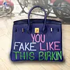 Hand Draw English you Customize Art Bag For women Handbags Designer Shoulder Bag 100% Genuine Leather Unique personality Fashion