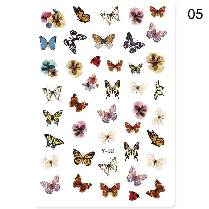 2021 Hot 3D Nail Art Stickers Butterfly Pattern Transfer Sticker Decals Self Adhensive Slider Decoration Nail DIY Design