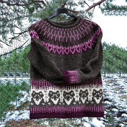 Vintage Cartoon Icelandic Knit Jacquard Warmth Crew Neck Sweater Unisex