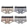 Men's Ultra-thin Mesh Ice Silk Sexy Leopard Print Boxer Briefs