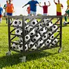 [US Local Warehouse] Ball Cart with Wheels Rolling Basketball Rack with Lockable Lid Balls Storage Locker for Volleyball Gym Recess Soccer Playground