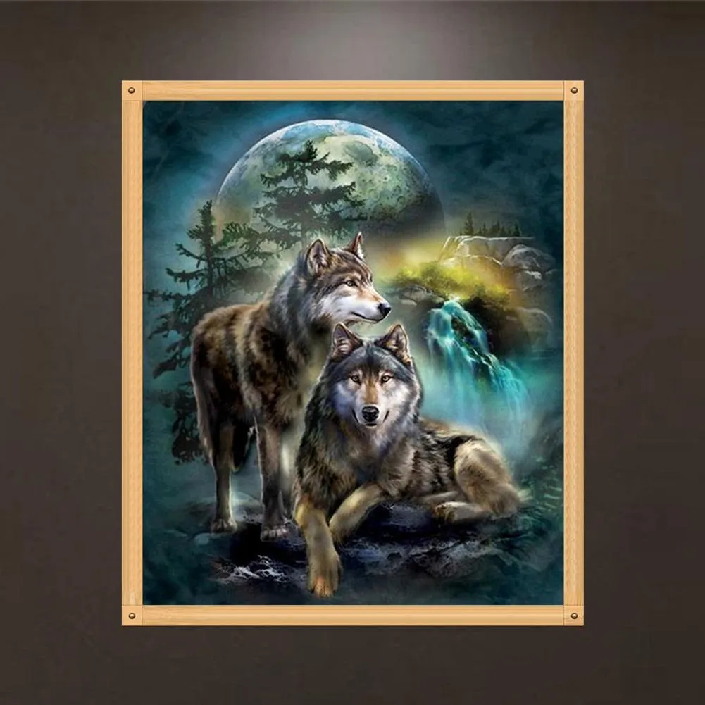 Diamond Painting - Full Round Drill - Wolf Night(30*35cm)