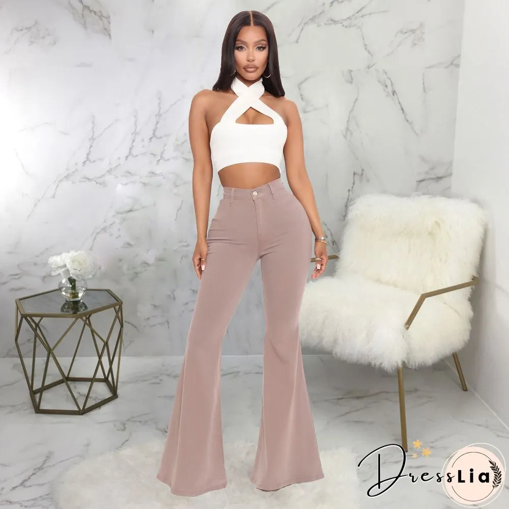 High Waist Stretch Plus Size Flare Jeans Pants