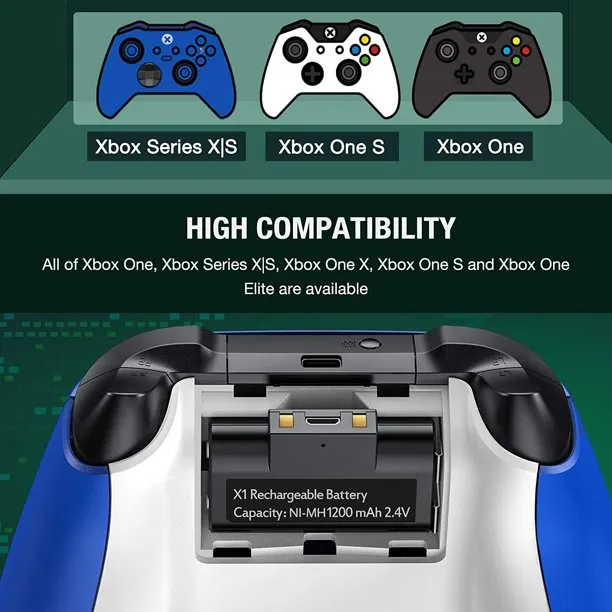 Dinofire Controller Charger Station for Xbox One, Charging Station for Xbox One Controller Battery Pack & 2 x 1200 Rechargeable Battery Pack