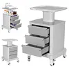 [US Local Warehouse] Medical Cart with 3 Drawers & 4 Wheels & 1 Top Tray Rolling Cart 66 LBS Load Salon Trolley for Hospital Office Bedroom Clinic