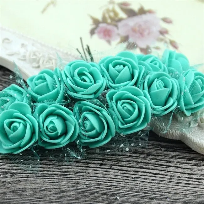 144PCS 2CM Mini Artificial Flower Bubble Rose Bouquet Wedding Home Party Decoration Craft Garland Accessories Fake Flower