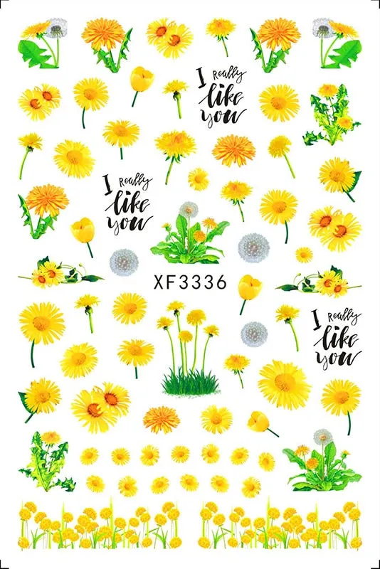 3D Nail Art Stickers Manicure Decoration Design Nail Art Decal Green Clover Leaf Nail Art Designer Decals Beautiful Flower
