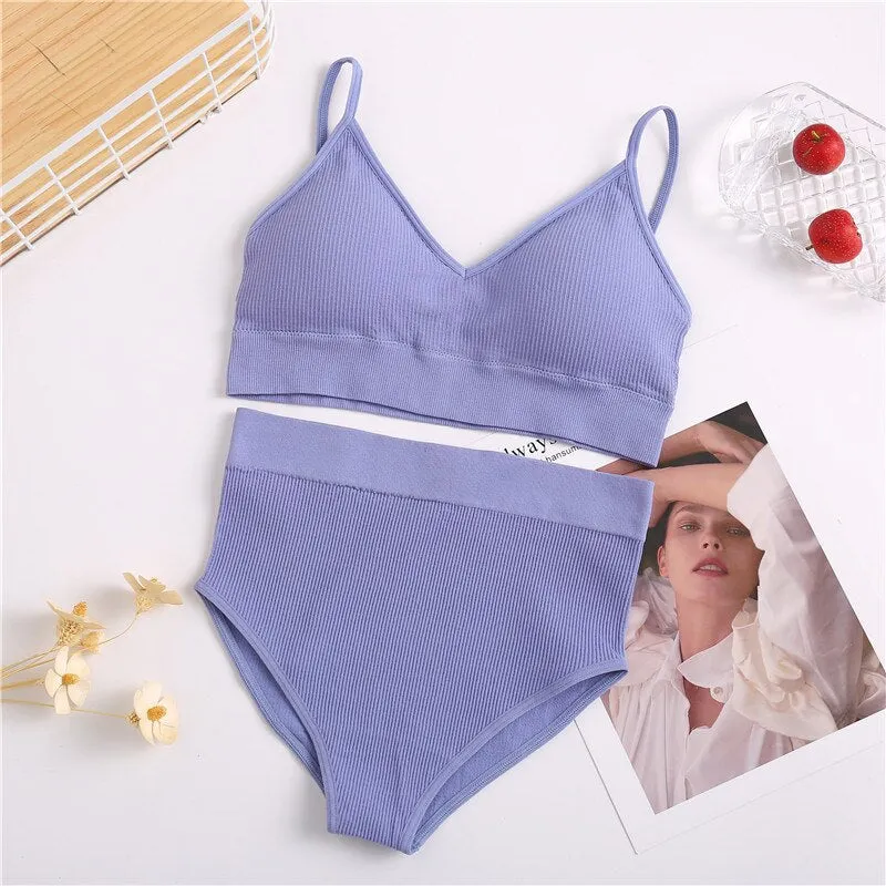 FINETOO Women Bra Panties Set Sexy G-String Push Up Bra Set Seamless Underwear Sports Thong Panty Bralette Fitness Lingerie Set