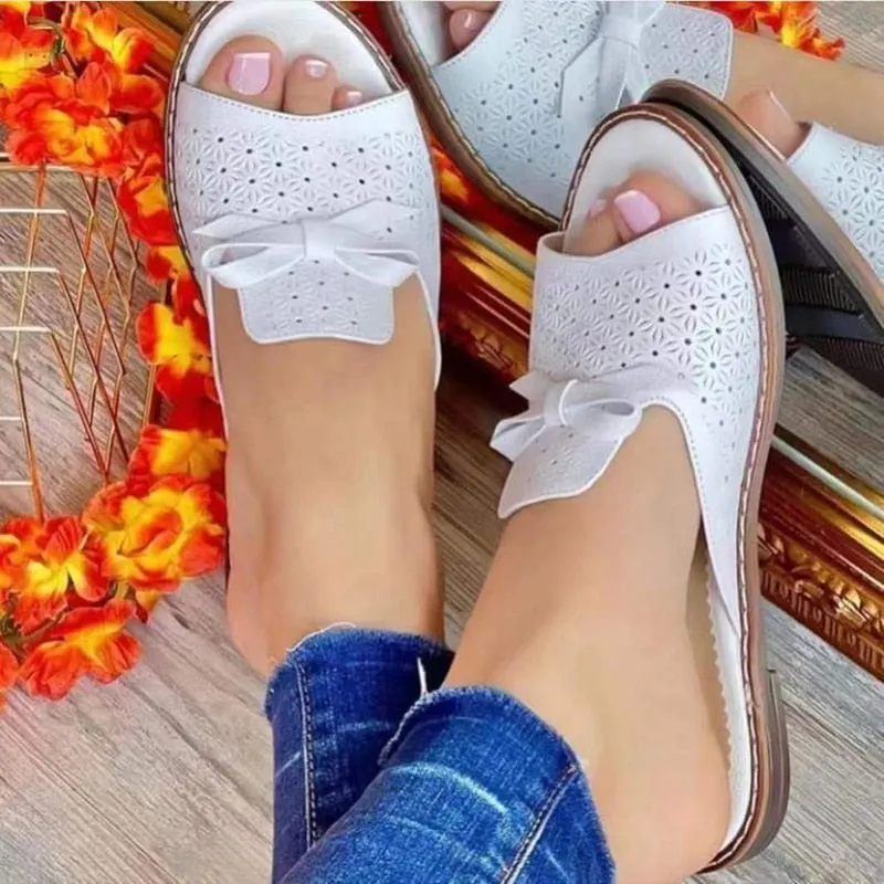 Women Shoes Sandals Hollow Out Bowknot Women Sandals Shoes Woman Walking Shoes Slip On Sandals Woman Slipper Footwear Female