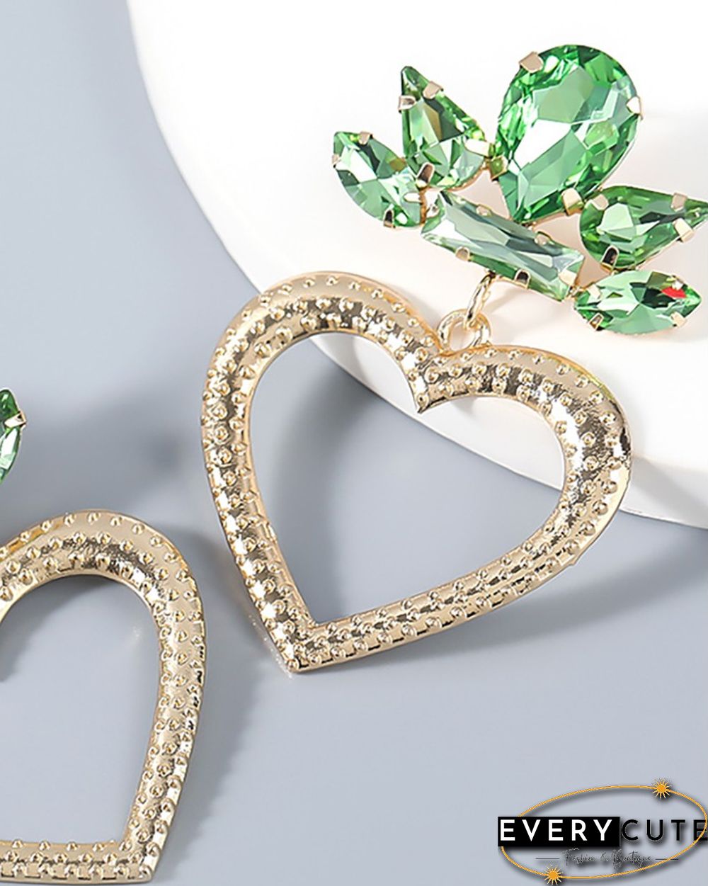 1Pair Waterdrop Rhinestone Heart Drop Earrings
