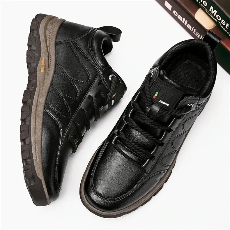  Men's Casual Hand Stitching Leather Arch Support Shoes