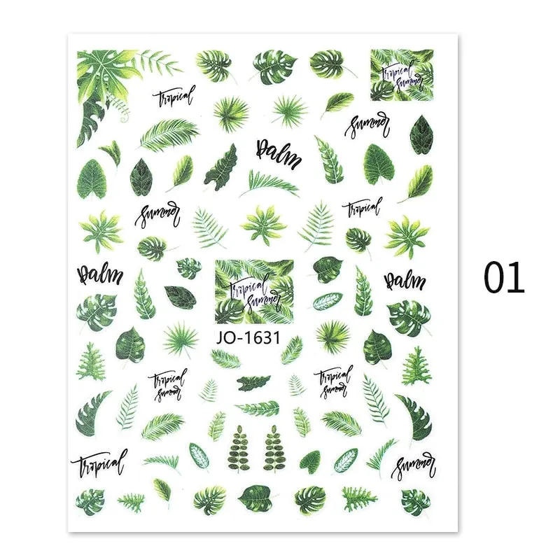 Geometric Lines Flowers Leaves 3D Nail Sticker Figure Woman Face Pattern Special Self Adhesive Nail Art Decals Manicures Sliders-Nail Inspo