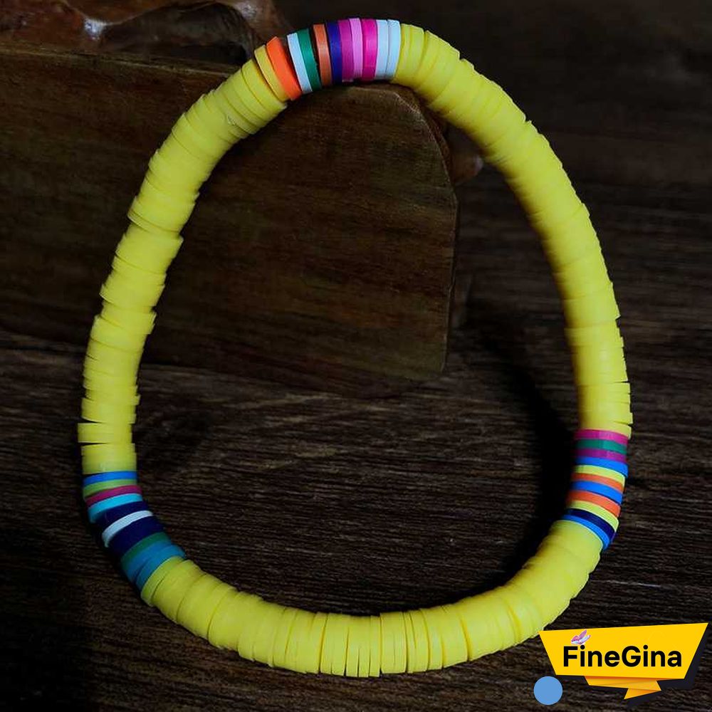 Recyclable Rainbow Colorful Polymer Clay Beads Bracelets Jewelry