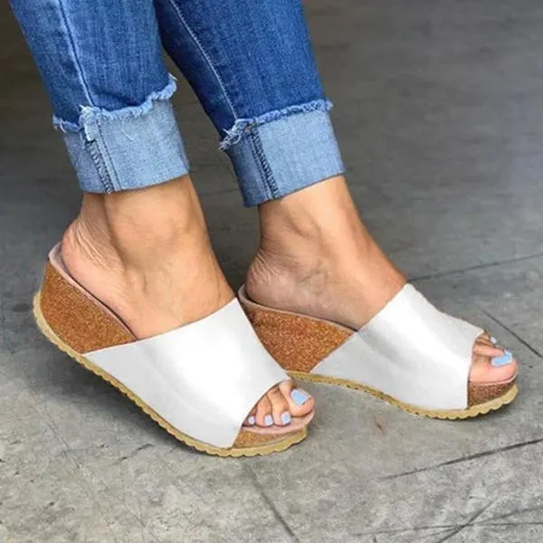 Fashion Style Peep Toe Slip-On Wedges Sandals