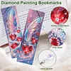 (US Local)8Pcs DIY Peacock Diamond Painting Art Bookmarks with Crystal Pendants for Gift