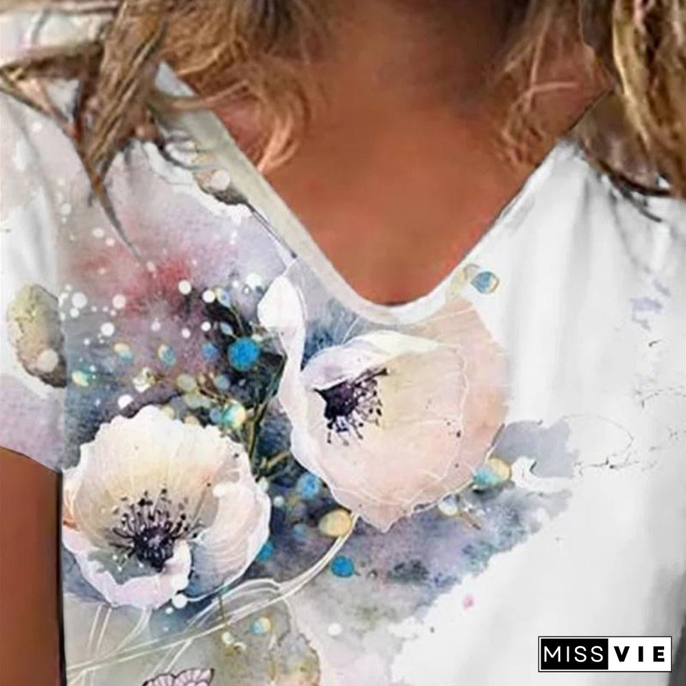 Flower Painting Print T-Shirt