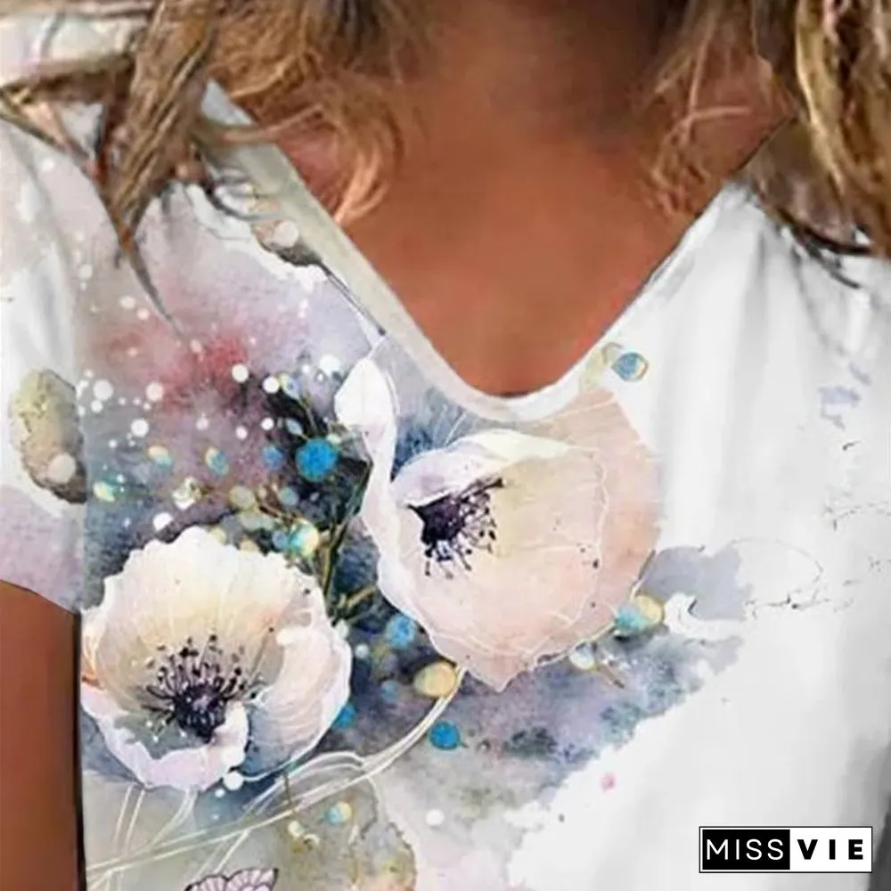 Flower Painting Print T-Shirt