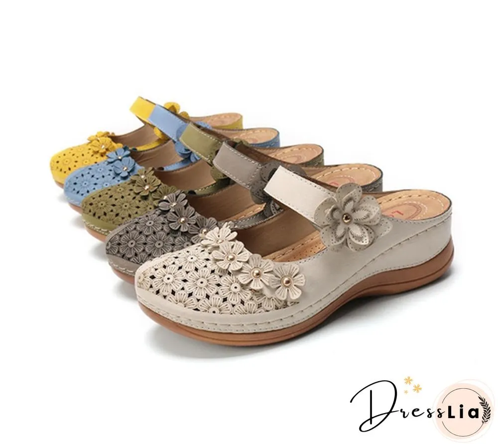 Women Vintage Style Sandals Flats Shoes Summer Casual Shoes Retro Shoes for Women Leather Shoes