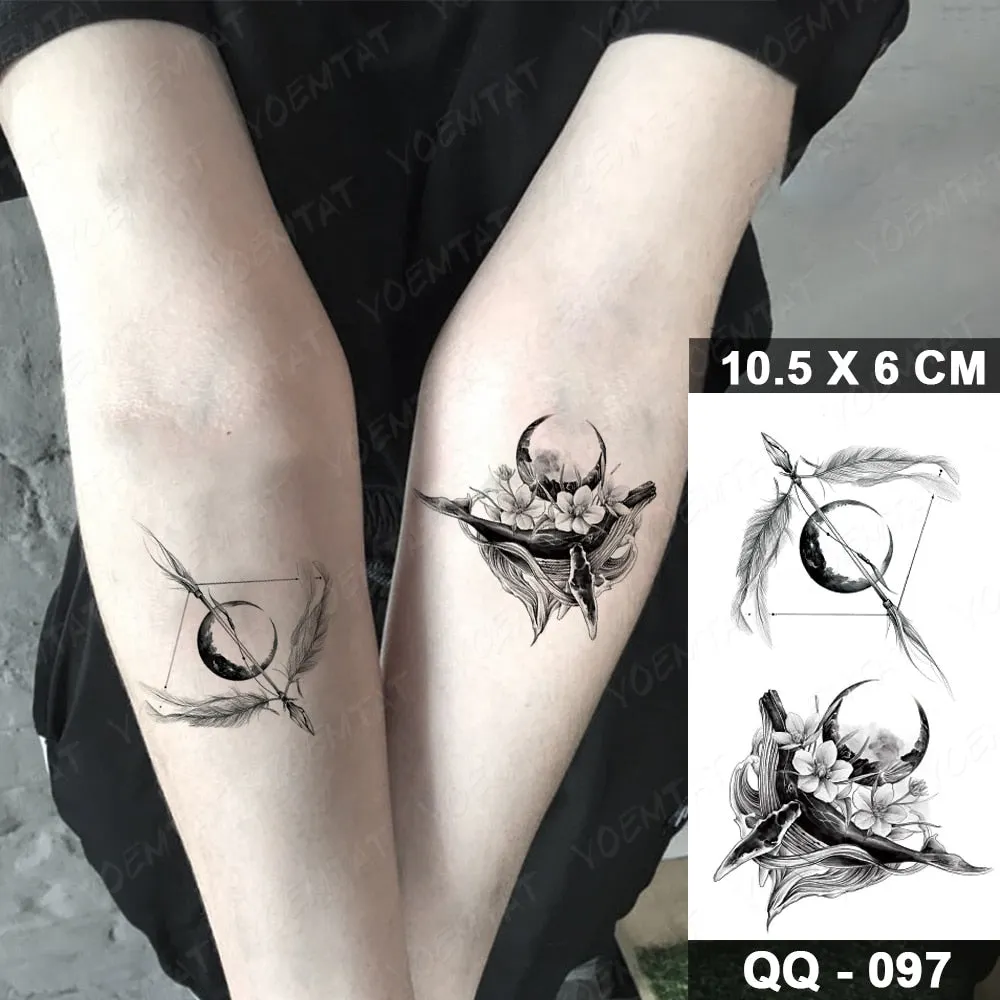 Waterproof Temporary Tattoo Sticker Moon Star Universe Cloud Flash Tatoo Cute Lines Hand Wrist Fake Tatto For Body Art Women Men