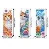3Pcs Special Shape Cat and Flower Diamond Painting Art Bookmark with Pendant
