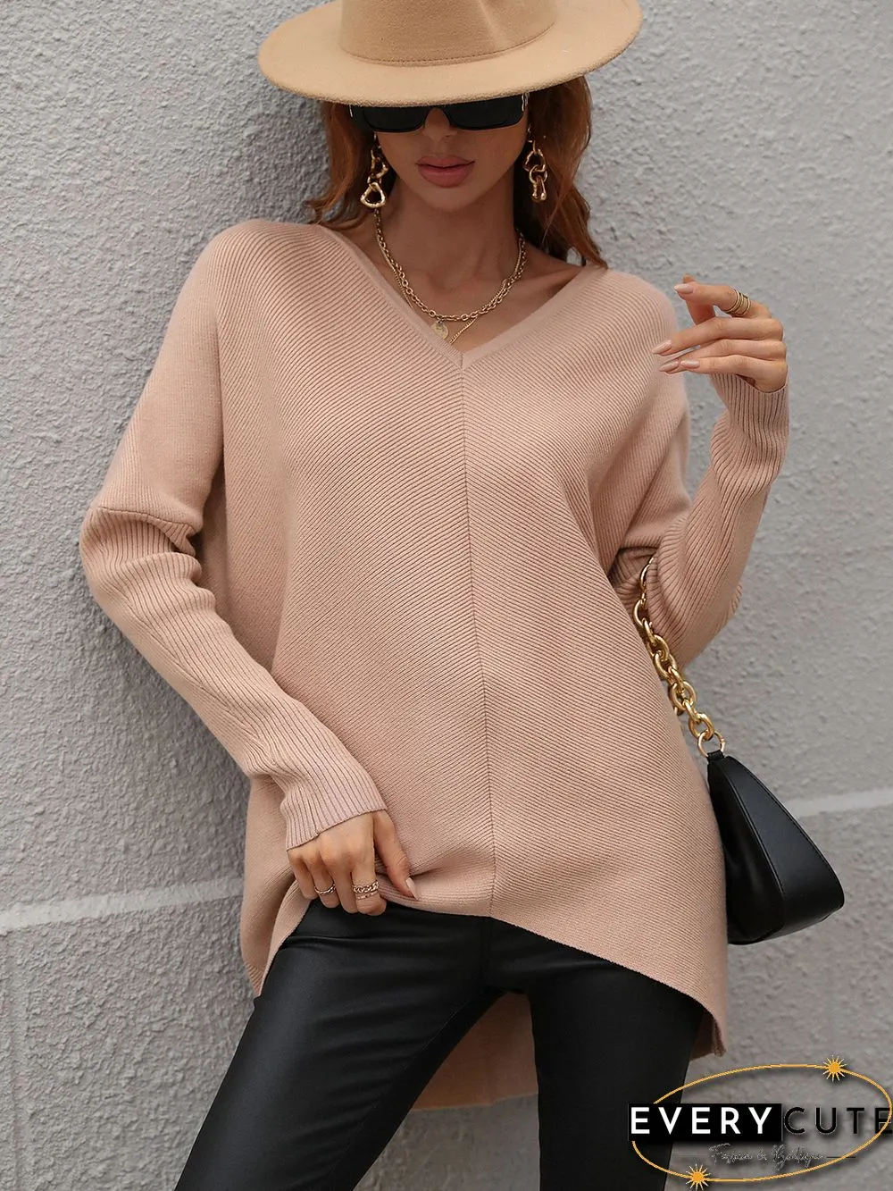 Knit Sweater Pullovers For Women Sweaters Fashion New Solid V Neck Backless Knitwear Tops Long Sweater Women's Full