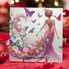 (US Local)6Pcs Fairy Girl DIY Diamond Painting Greeting Card for Holiday Party Favors