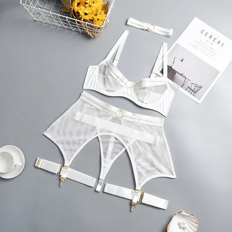 Billionm Lace Lingerie Set Women Black Push Up Bra and Panty with Garter Belt Bralette See Through Sexy Lenceria Underwear Set Femme Sex