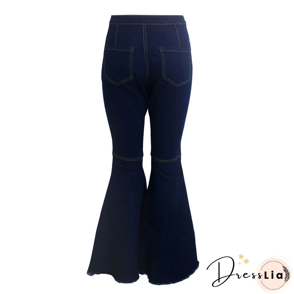 High Waist Stretch Plus Size Flare Jeans Pants