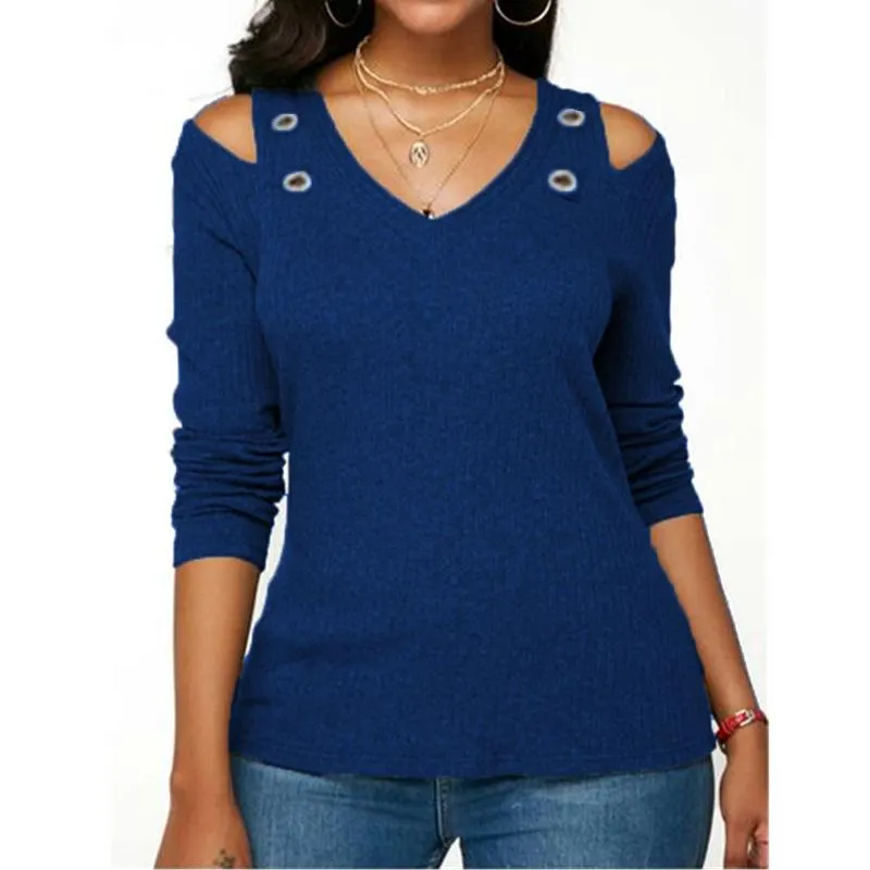V-Neck Strapless Long-Sleeved T-Shirt Sweater