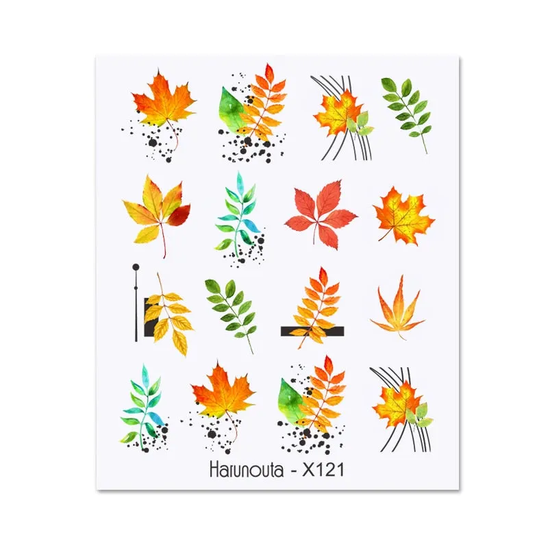 1Pc Spring Water Nail Decal And Sticker Flower Leaf Tree Green Simple Summer DIY Slider For Manicuring Nail Art Watermark