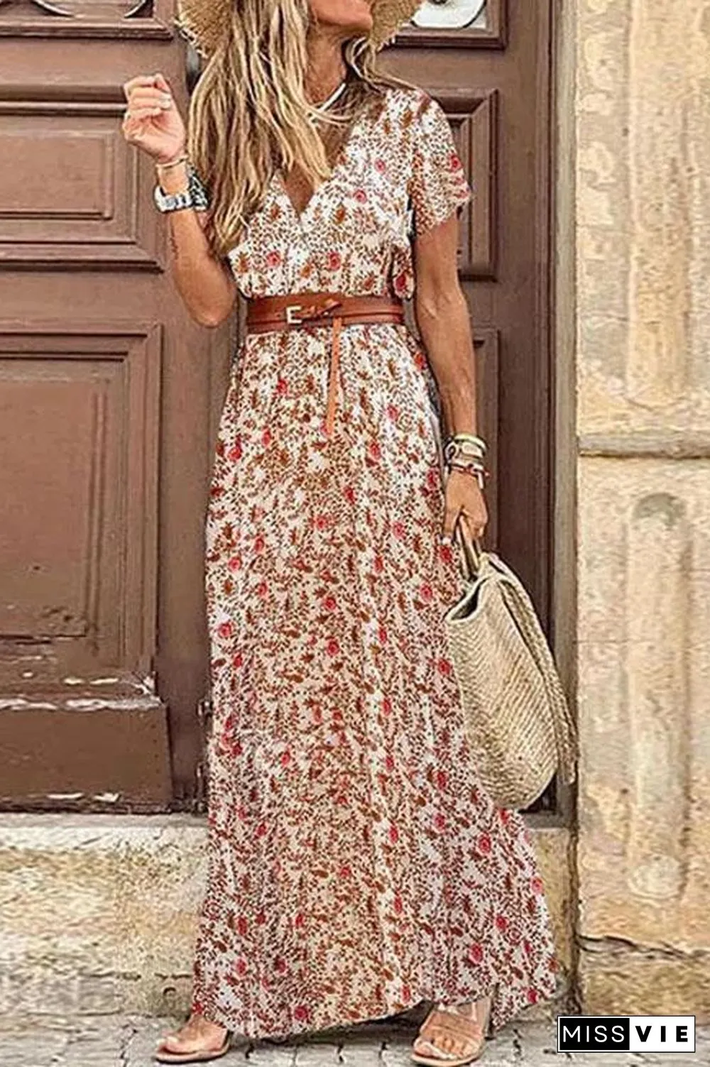Boho Floral High Split Maxi Dress