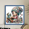 Gnome Sewing-11CT Stamped Cross Stitch 50*50cm/19.69*19.69in