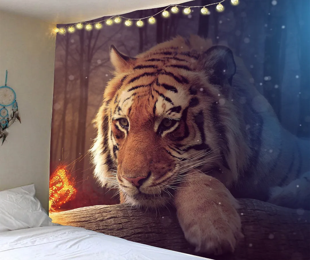 India Manada Wall Hanging Tapestry 3D Printed Animal Natural Sofa Backgound Wall Tapestries Bohemian Wolf Tiger Lion House Decor