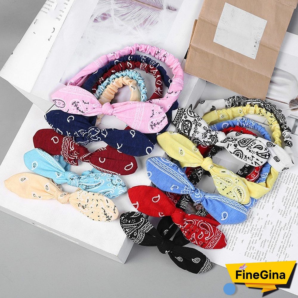 Bohemian Girls Hairband Hair Accessories Print Headbands Vintage Women Headband Cross Top Knot Elastic Hairband Soft Bandanas