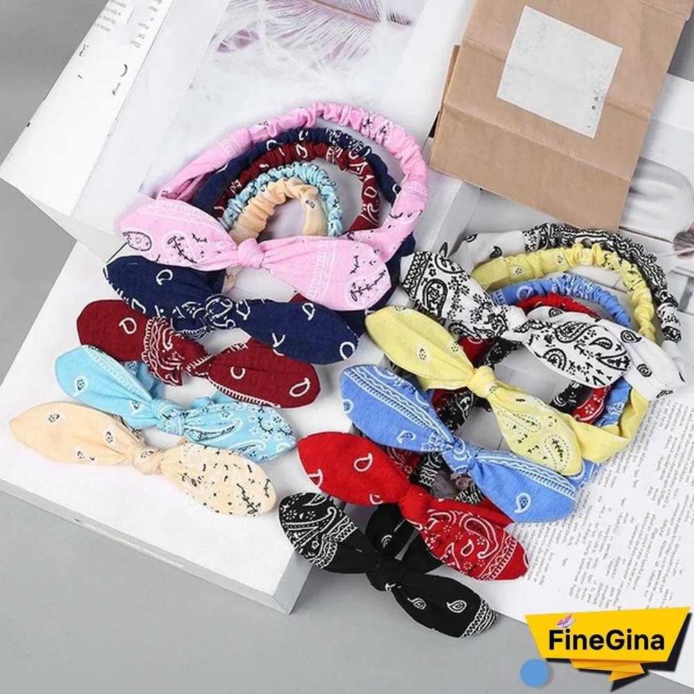 Bohemian Girls Hairband Hair Accessories Print Headbands Vintage Women Headband Cross Top Knot Elastic Hairband Soft Bandanas