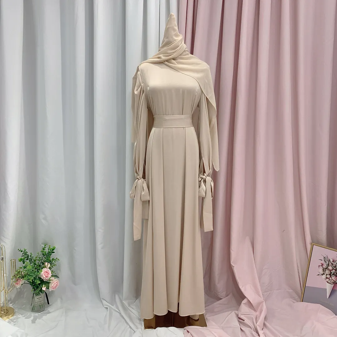 Brownm Solid Color Women's Soft Waist Satin Dress