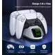 DinoFire PS5 Charger Station with LED Indicators, PS5 Controller Charger for Dual Fast Charging & AC Adapter