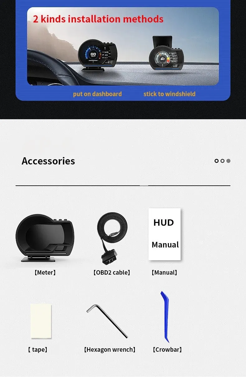 Car OBD multi-function LCD instrument modified head-up display