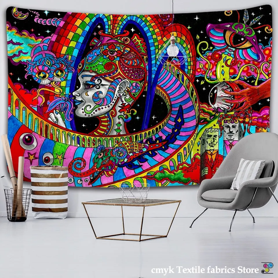 alien witchcraft Tapestry Hippie Carpet Room Trippy Tapestry Wall Hanging Witchcraft tapiz Dropship hippie deco wall hanging