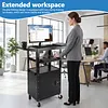 [US Local Warehouse] Rolling AV Carts Cabinet & Stands with Locking Cabinet Keyboard Tray Printer Craft Utility Cart with Wheels Height Adjustable 36-44 in 110lbs for Classroom Office